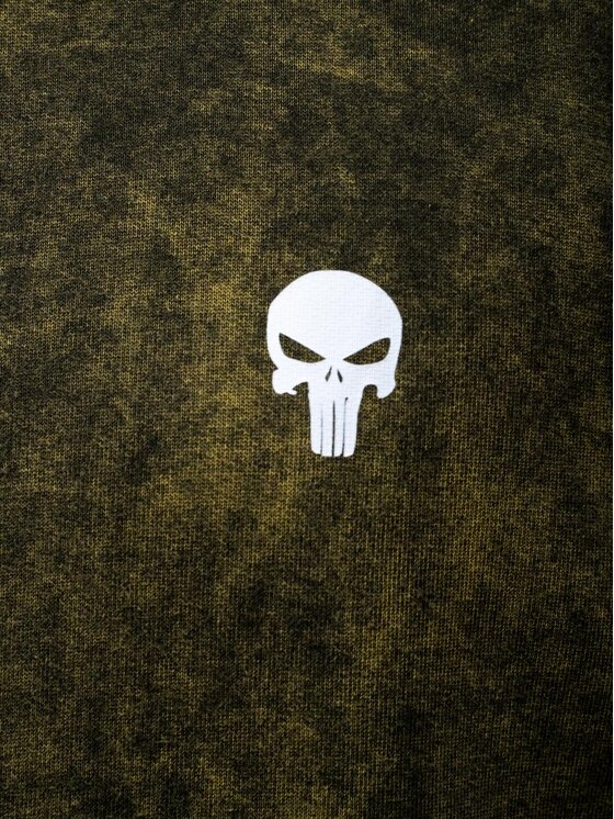 Marvel Marvel Bluza Oliwkowa Punisher Acid Wash Kangurka 131803 Khaki Regular Fit