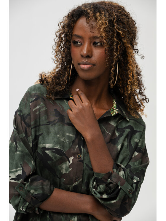blue shadow blue shadow Koszula Teo Khaki Regular Fit