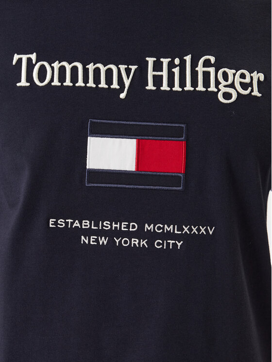 Tommy Hilfiger Tommy Hilfiger T-Shirt Embro Flag MW0MW42736 Tmavomodrá Regular Fit