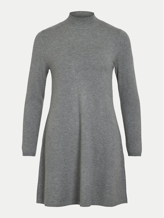Vila Vila Strickkleid Comfy 14087511 Grau Regular Fit