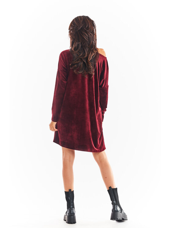 Awama Awama Vestito di maglia A370 Bordeaux Basic Fit
