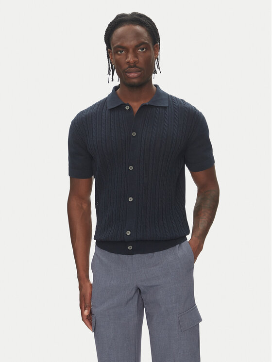 Lindbergh Cardigan 30-804114 Bleumarin Slim Fit