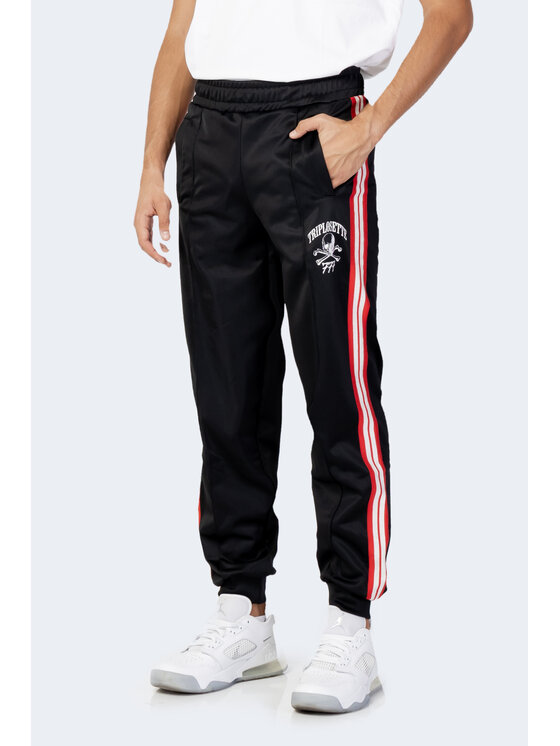 Triplosette 777 Triplosette 777 Pantalone da abito STAMPA LOGO CON BANDA LATERALE Nero Regular Fit