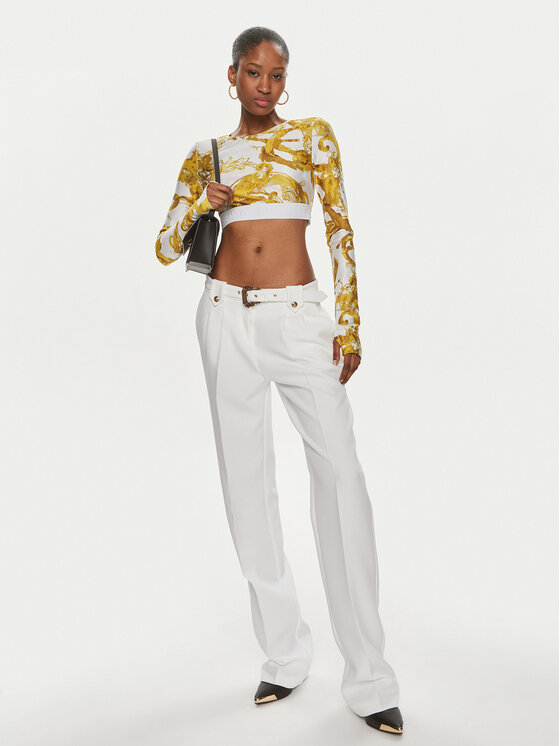 Versace Jeans Couture Versace Jeans Couture Hlače iz tkanine 76HAA111 Bela Slim Fit