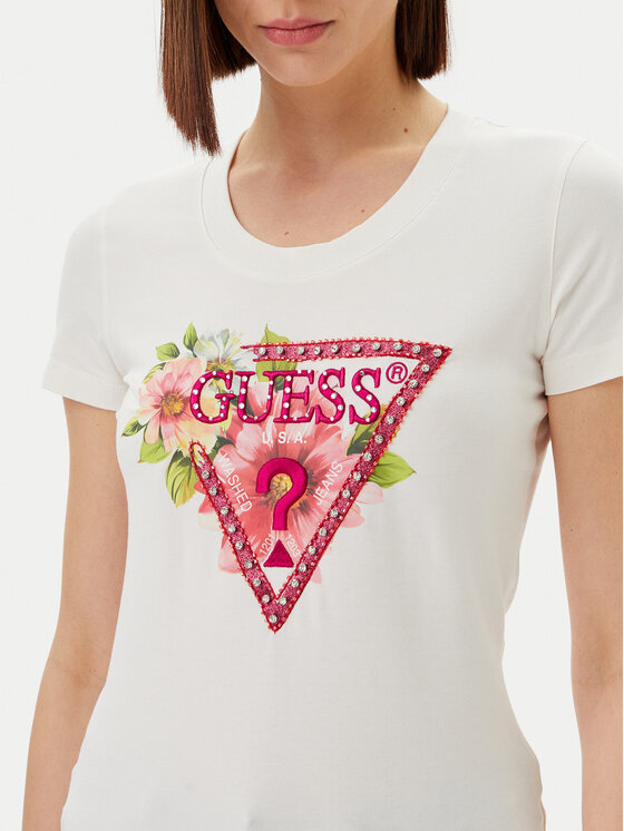 Guess Guess T-Shirt W5GI10 J1314 Bílá Slim Fit