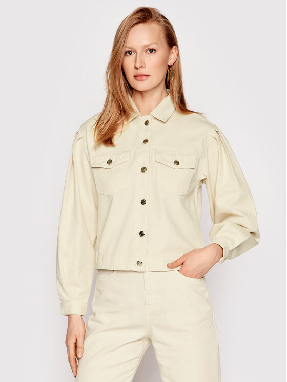 Sisley Sisley Geacă de blugi 2ZN5LO002 Bej Regular Fit