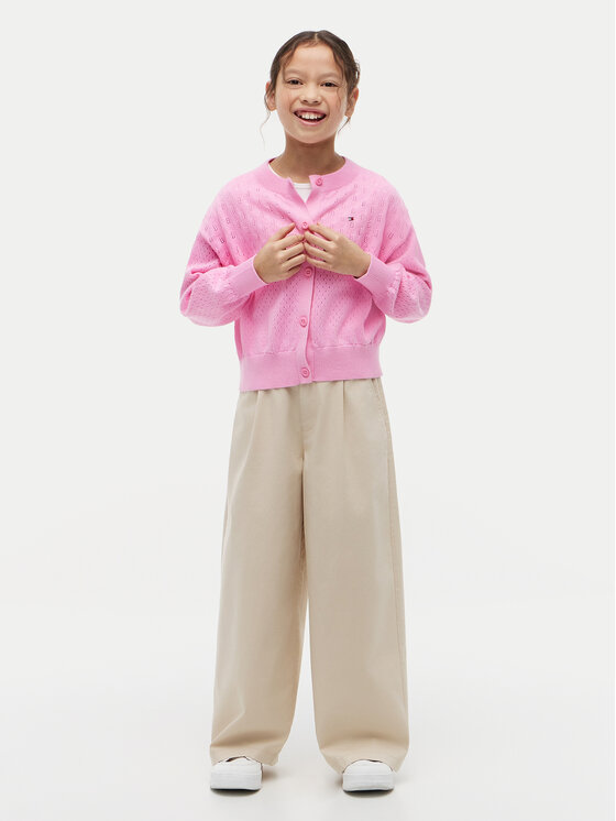 Tommy Hilfiger Tommy Hilfiger Kardigan Pointelle KG0KG09503 Svijetlo roza Relaxed Fit