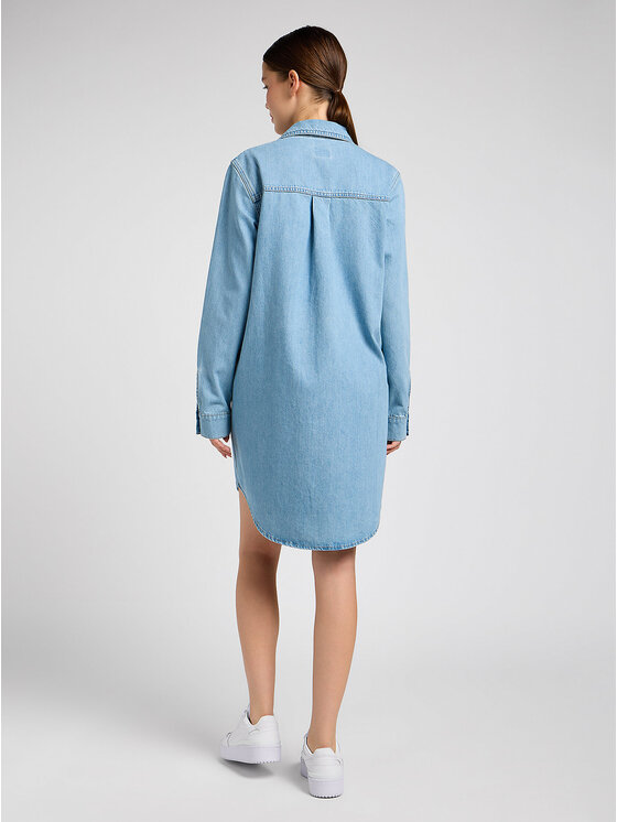 Lee Lee Sukienka codzienna UNIONALL SHIRT DRESS Niebieski Regular Fit