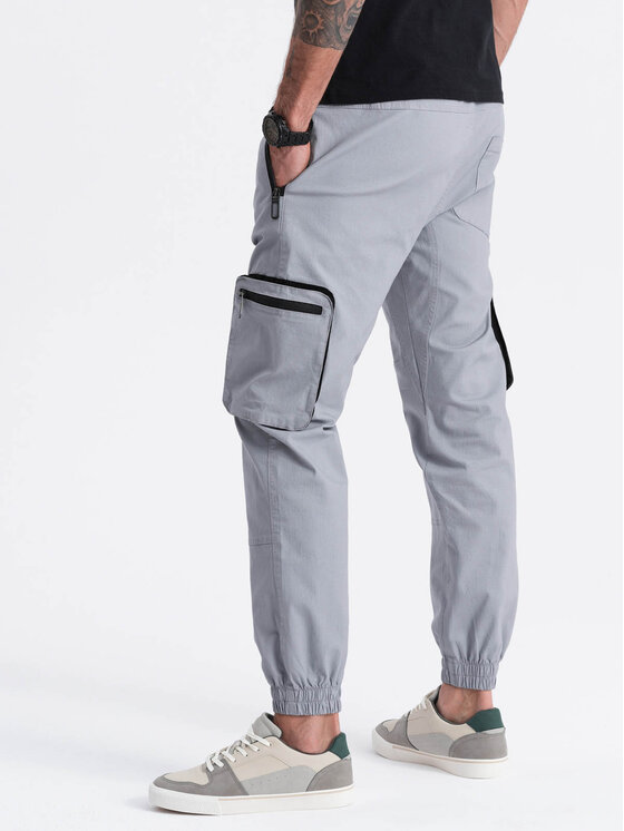 Ombre Ombre Joggers kalhoty OM-PAJO-0135 Šedá Cargo Fit