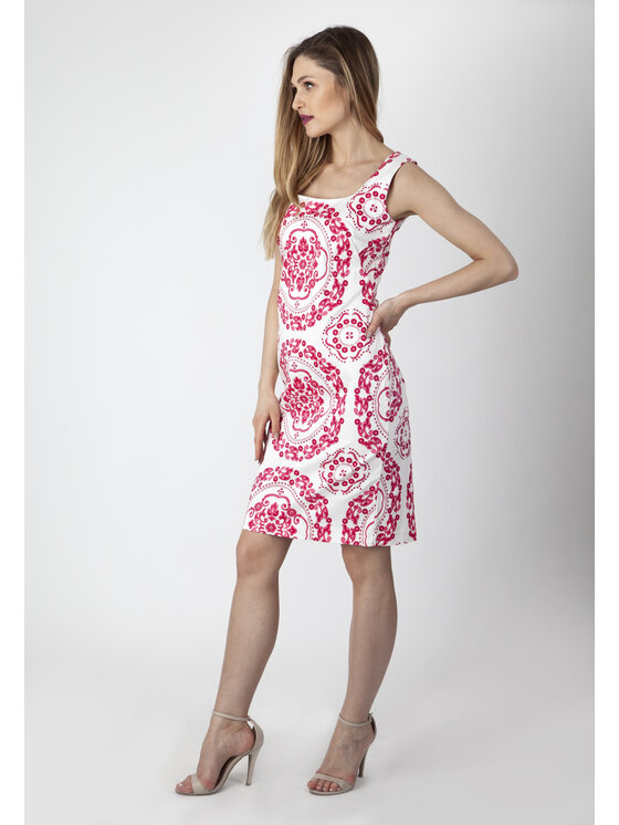 Perso Perso Letné šaty z wzorem bez rękawów Ružová Slim Fit