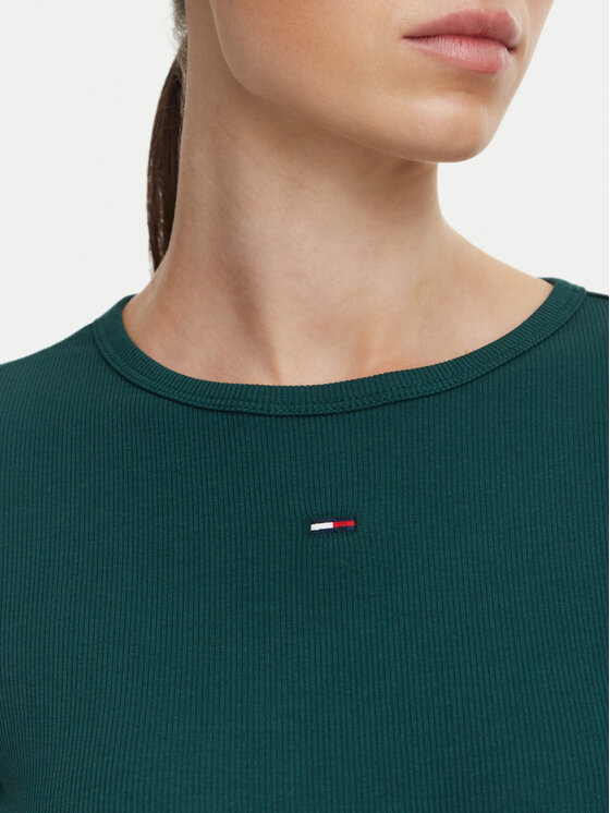 Tommy Jeans Tommy Jeans Блуза Essential DW0DW17387 Тъмнозелен Slim Fit