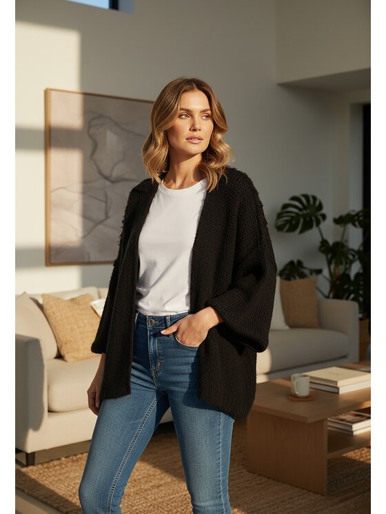 FIGL FIGL Kardigan M1264 Černá Regular Fit