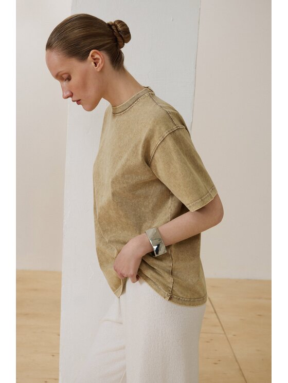 Estro Estro T-Shirt ER00119728 Μπεζ Oversize