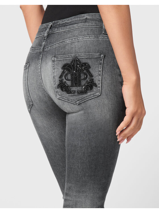 PHILIPP PLEIN PHILIPP PLEIN Jegginsy 22463 Szary Jegging Fit