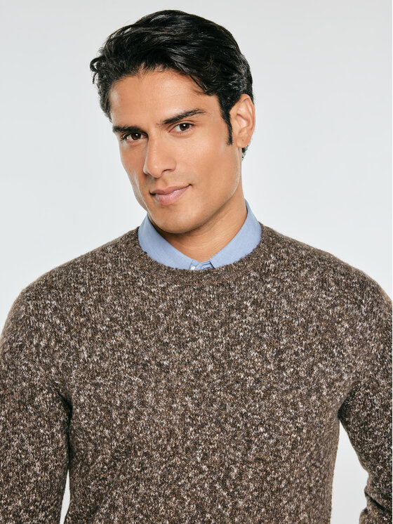 BIG STAR BIG STAR Sweter STANLEY Brązowy Basic Fit