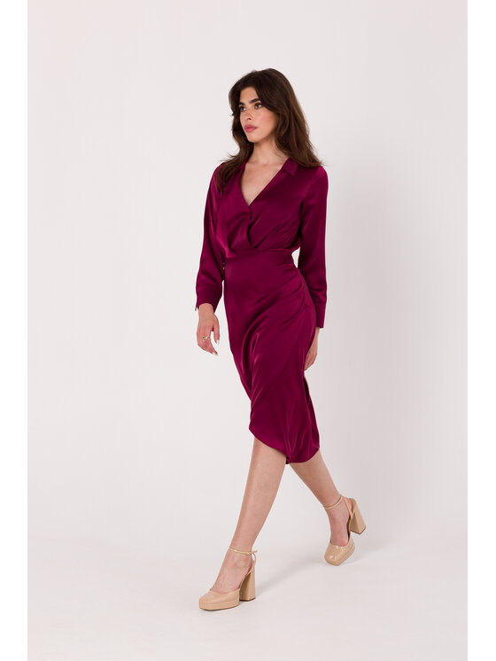 Makover Makover Každodenné šaty K172 Bordová Modern Fit