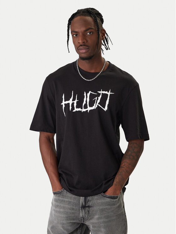 HUGO HUGO Tricou Namerix 50554350 Negru Regular Fit