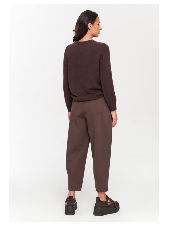 Makadamia Makadamia Spodnie materiałowe C79 Brązowy Loose Fit