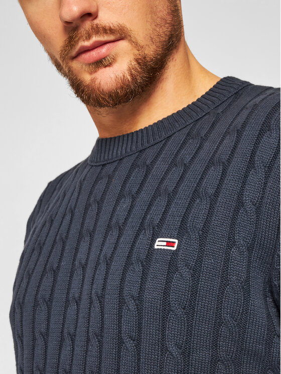 Tommy Jeans Sweter Essential Cable DM0DM08807 Granatowy Regular Fit Modivo.pl