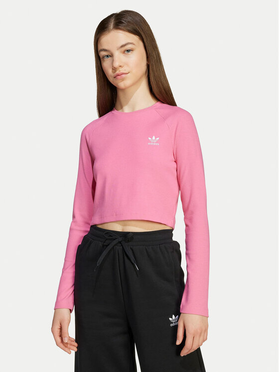 adidas Bluzka JW2598 Różowy Slim Fit