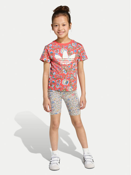 adidas Komplet t-shirt i spodenki Liberty London JV7721 Czerwony Slim Fit