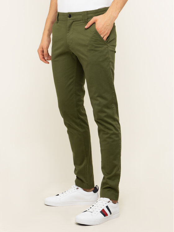 Tommy Jeans Spodnie materiałowe Scanton DM0DM06518 Zielony Slim Fit
