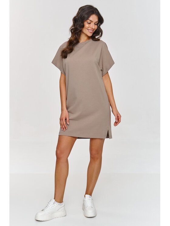 Makadamia Makadamia Sukienka codzienna M875 Brązowy Baggy Fit