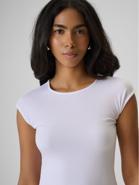 4F 4F Top ESSENTIAL 4 Biały Slim Fit