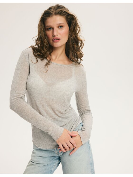 Esotiq Esotiq Bluzka 46062 Szary Regular Fit