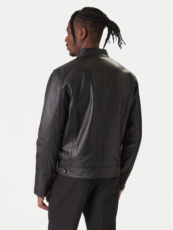 Tommy Hilfiger Tommy Hilfiger Шкіряна куртка Racer MW0MW41961 Чорний Regular Fit