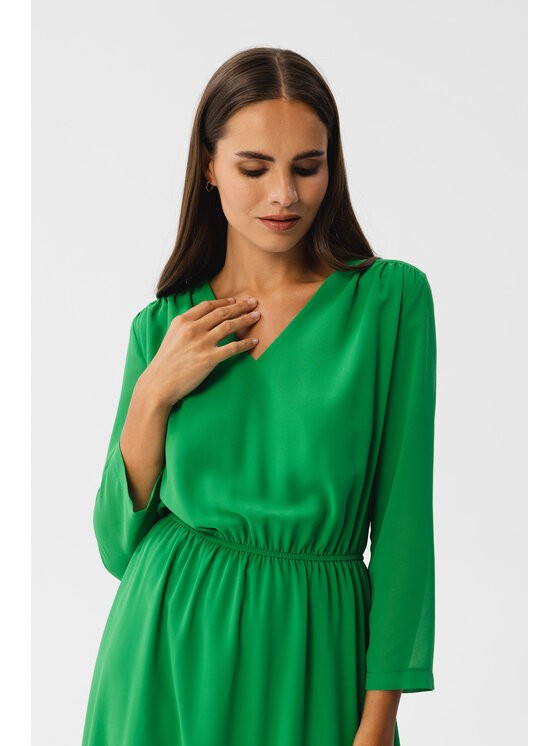Stylove Stylove Každodenní šaty S354 Zelená Modern Fit