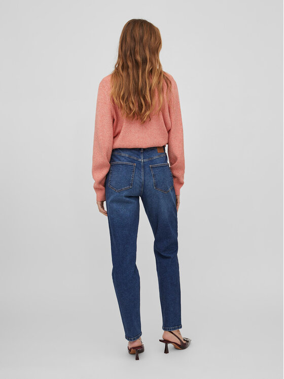 Vila Vila Jeans hlače Naomi 14080820 Mornarsko modra Mom Fit