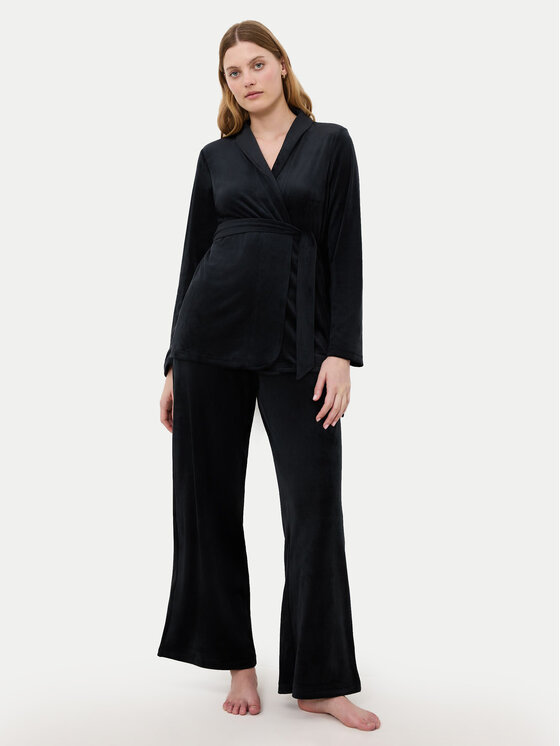 Triumph Triumph Pižamos kelnės Sensual Velour 10225077 Juoda Wide Leg