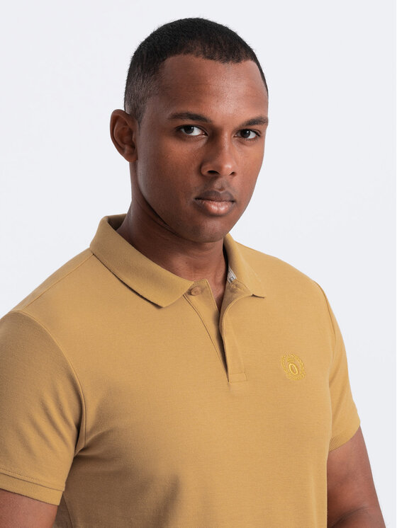 Ombre Ombre Polo OM-POBS-0100 Złoty Regular Fit