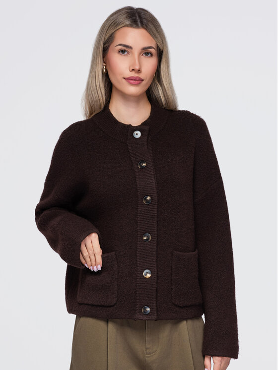 Ombre Ombre Kardigan OW-SW-E0020 Brązowy Relaxed Fit