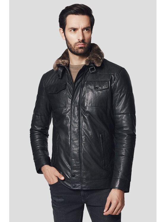 Lancerto Lancerto Kurtka skórzana Rhone KU068224000008 Czarny Regular Fit