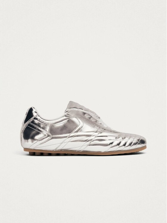 Sneakersy, rozmiar 45, Srebrne, Tb.99 Silver Leather Sneakers