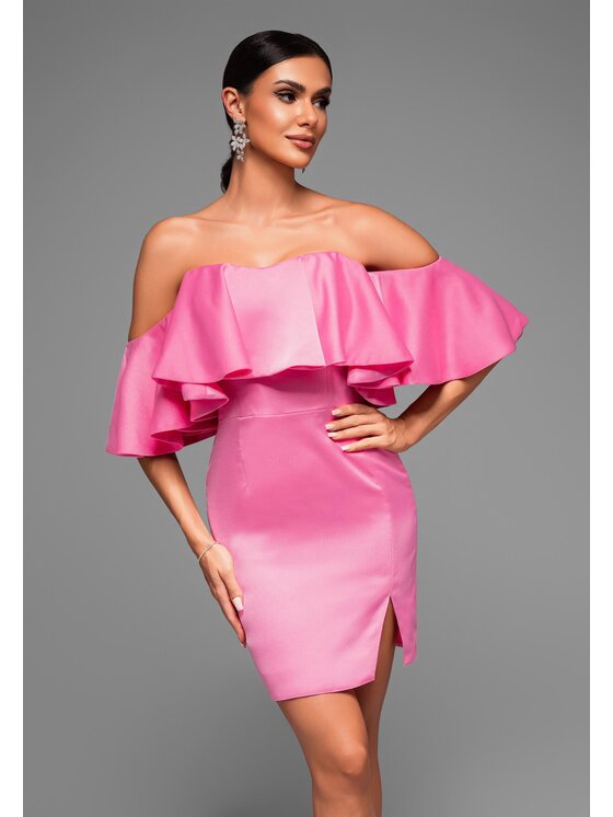 Ombre Ombre Sukienka koktajlowa LA-OM-DLR066 Różowy Regular Fit