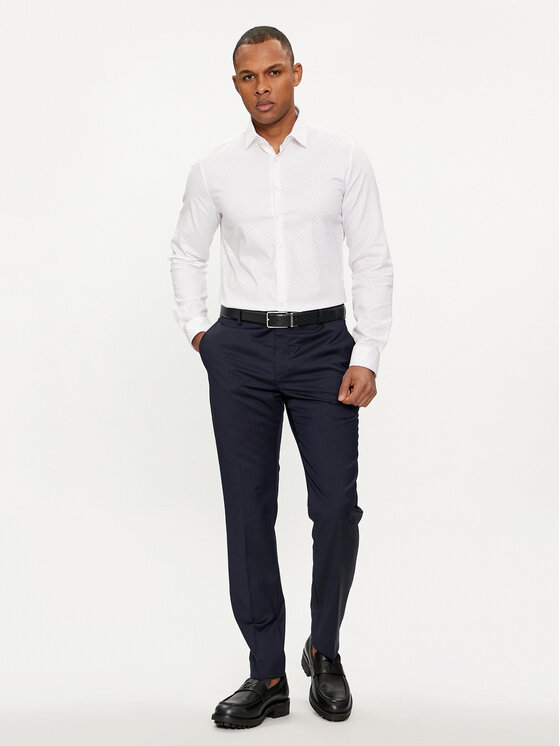 Calvin Klein Calvin Klein Koszula Micro Dot K10K112884 Biały Slim Fit