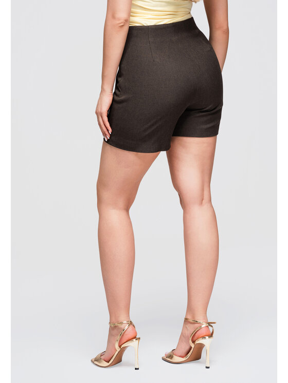 Ombre Ombre Szorty materiałowe OW-ST-E0007 Brązowy Slim Fit