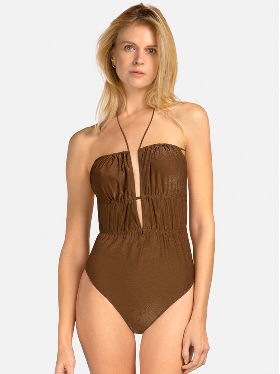 Miss Lou Miss Lou Costume da bagno J-LG1-B Marrone