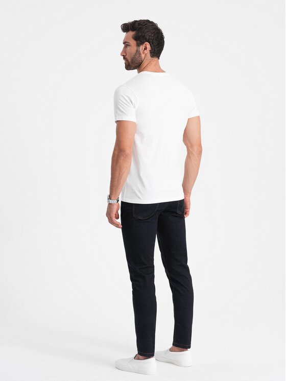 Ombre Ombre T-Shirt OM-TSBS-0146 Biały Regular Fit
