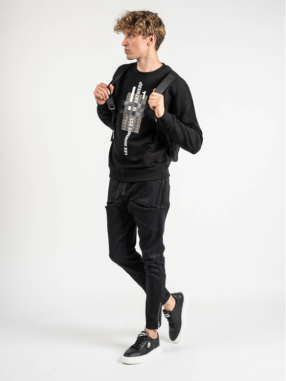 Les Hommes Les Hommes Μπλούζα LLH421-758P | Round Neck Sweater Μαύρο Regular Fit
