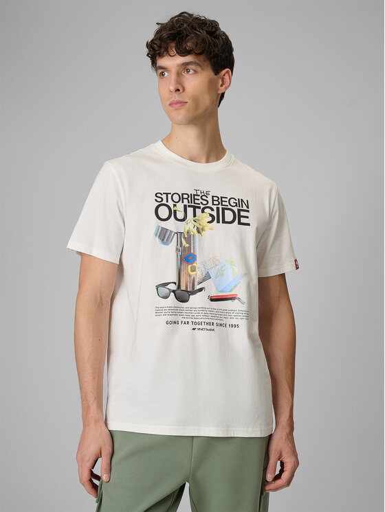 4F 4F T-Shirt NATURE’S TRAIL Biały Regular Fit