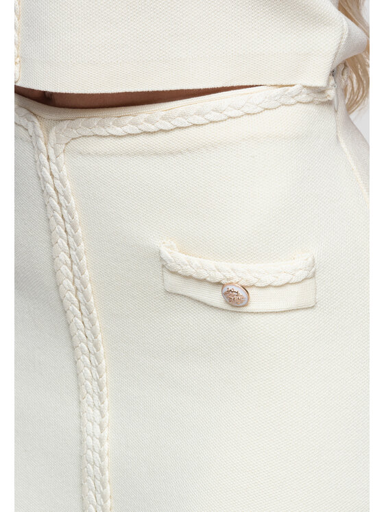 Ombre Ombre Spódnica mini OW-GL-E0020 Kremowy Slim Fit