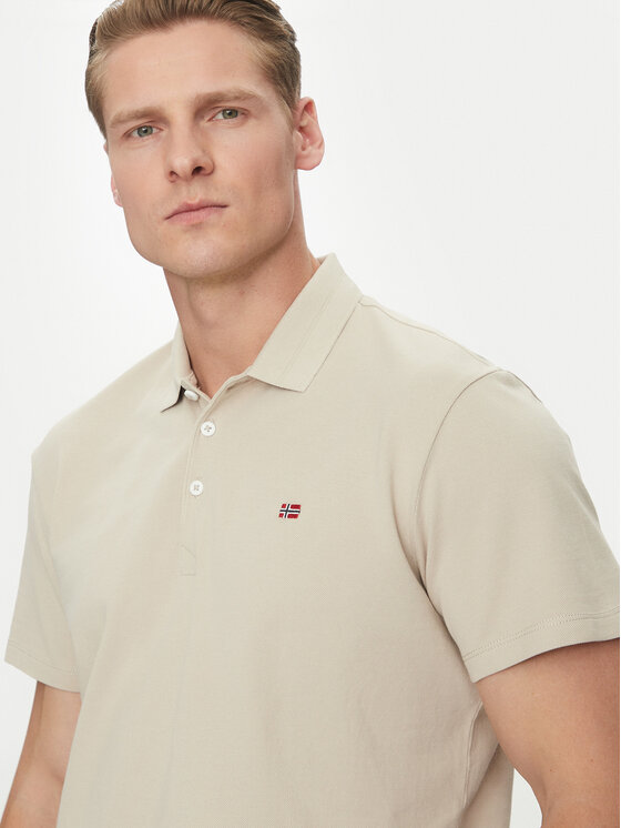 Napapijri Napapijri Тениска с яка и копчета Ealis NP0A4H8B Бежов Regular Fit