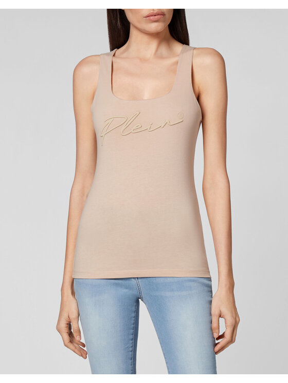 PHILIPP PLEIN PHILIPP PLEIN Tank top 7397 Beżowy Skin Tight Fit