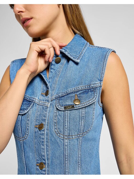 Lee Lee Vestito di jeans Long Slim Dress 112355119 Blu Slim Fit