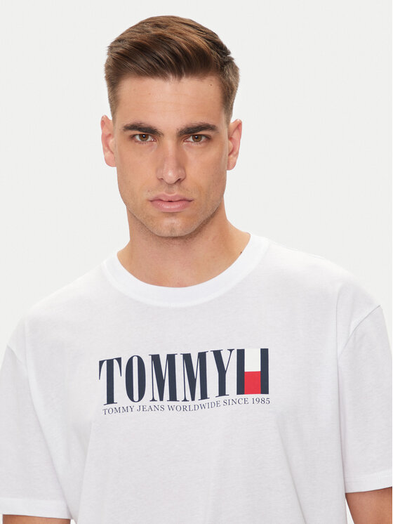 Tommy Jeans Tommy Jeans T-krekls DNA Flag DM0DM18533 Balts Regular Fit