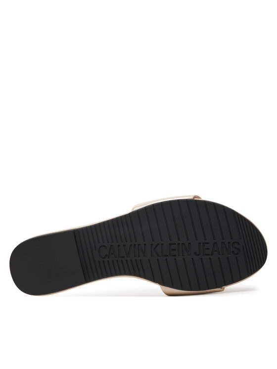 Calvin Klein Jeans Calvin Klein Jeans Klapki Flat Sandal Slide Mg Met YW0YW01348 Beżowy